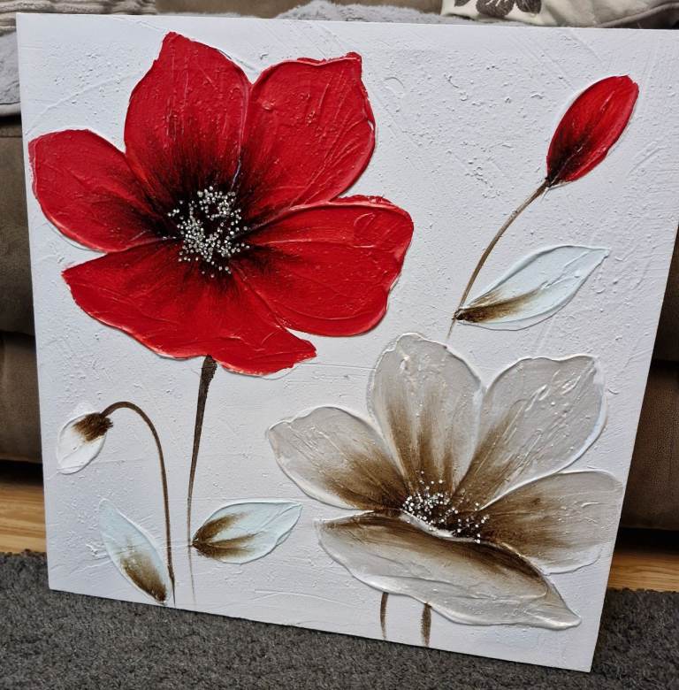 Poppy Flower Canvas Picture 50x50cm