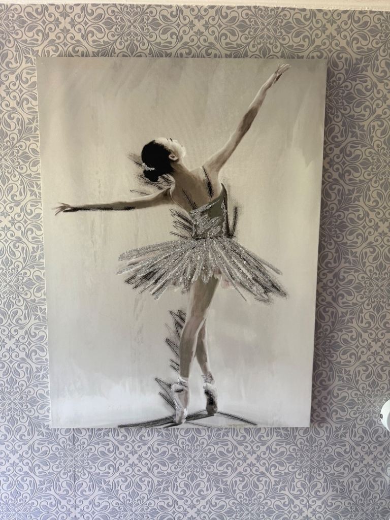 Ballerina Dance Paintings – Canvas Wall Art, Grey Tones