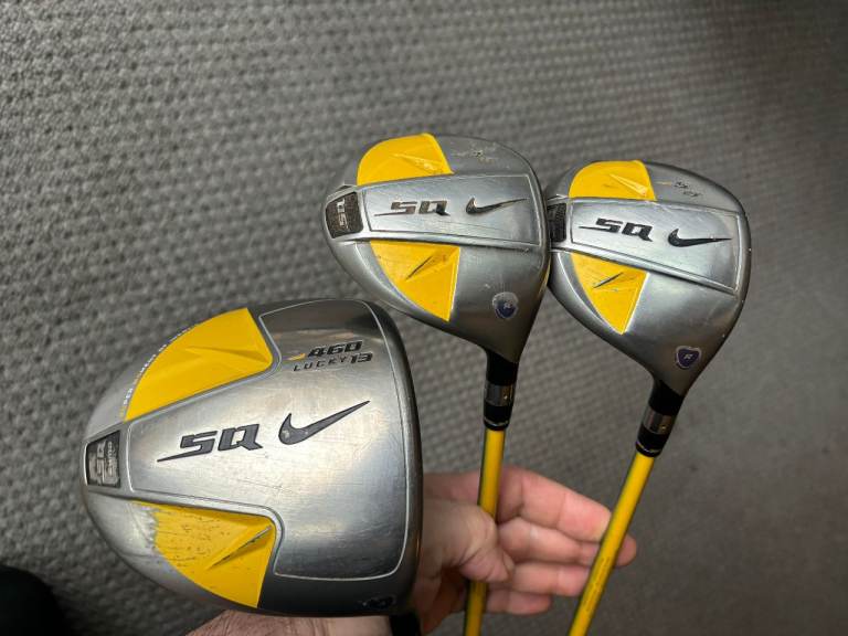 Set of 3 Nike SQ Sumo Lucky 13 460 Driver 3 Wood & 5 Wood Golf Clubs with Sasquatch Diamana Shafts