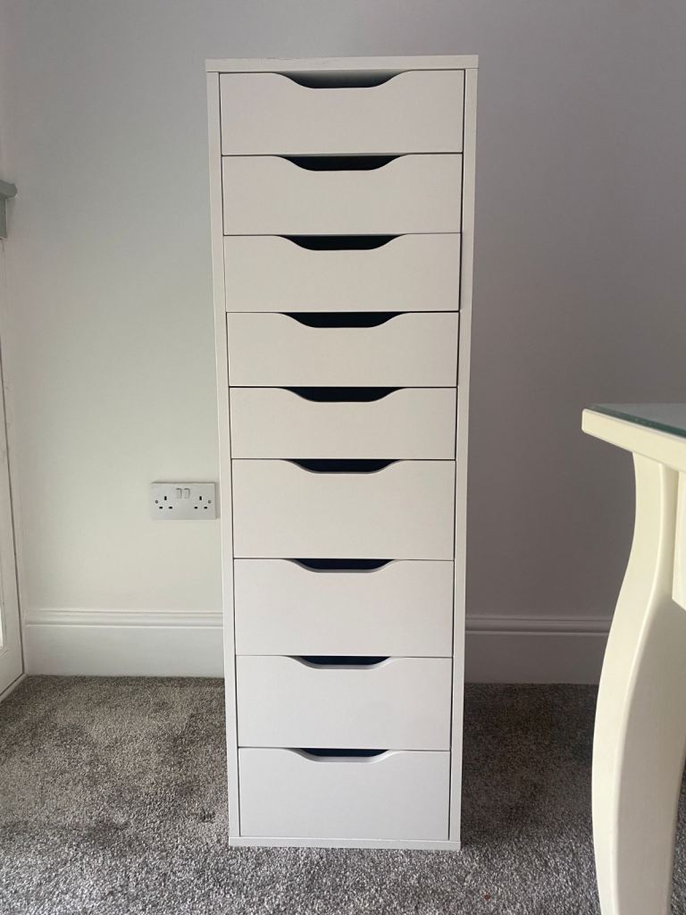 IKEA Alex Drawer unit with 9 drawers, white, 36x116 cm