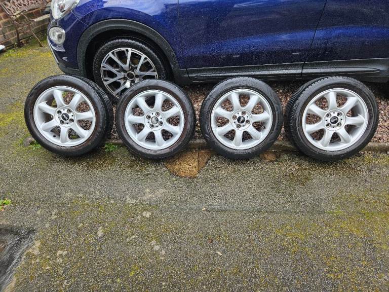 Bmw mini alloy wheels set of 4 pcd100 fitment 4 stud  silver 16in 
