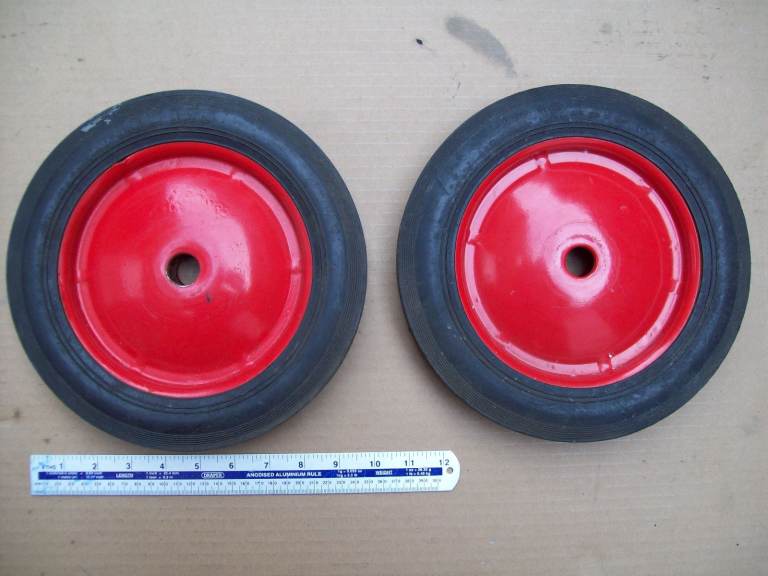 Sack Truck Steel Wheels & Tyres 10 x 1.75 Inch Wheelbarrow Trolley Red x 2, Used
