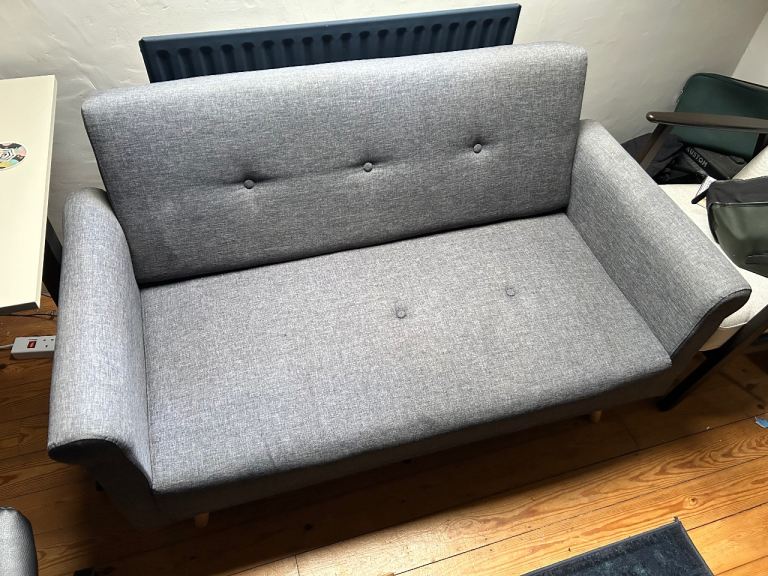 Modern Grey Fabric 2 Seat Sofa/Love Seat