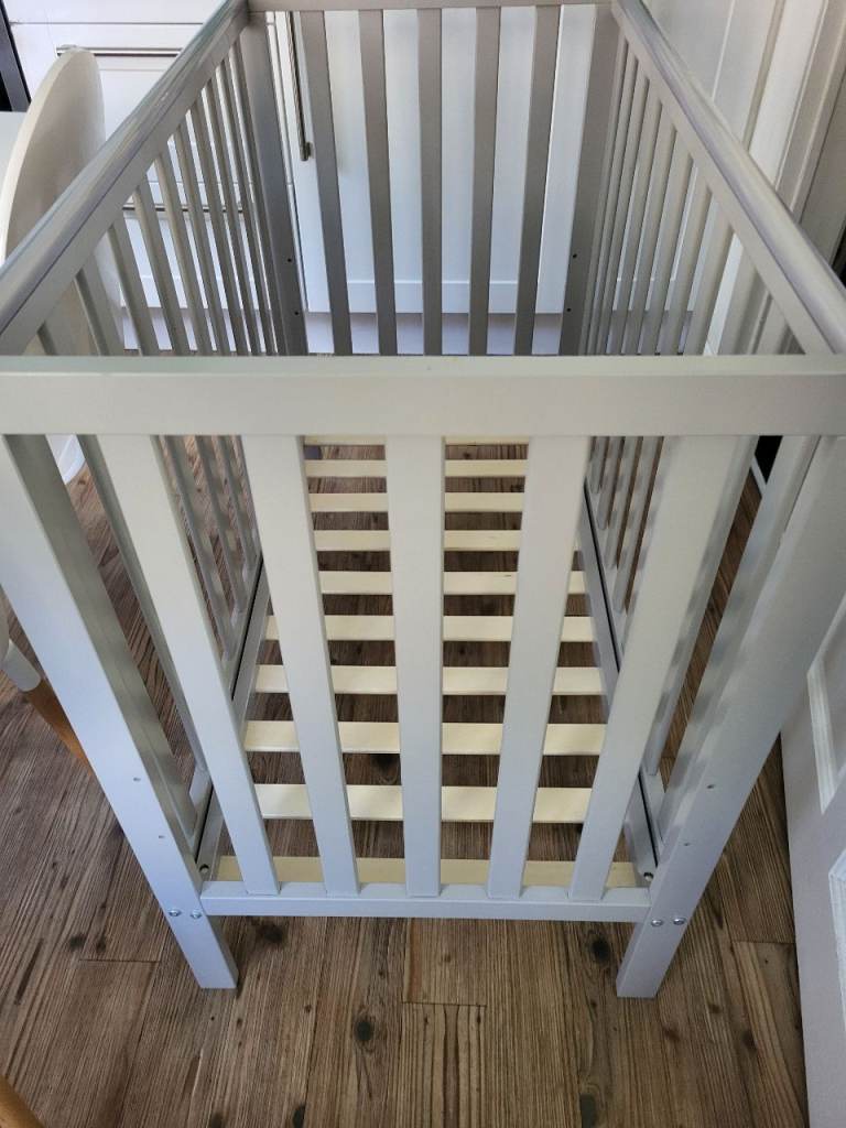 White Wooden Baby Cot – Good Condition