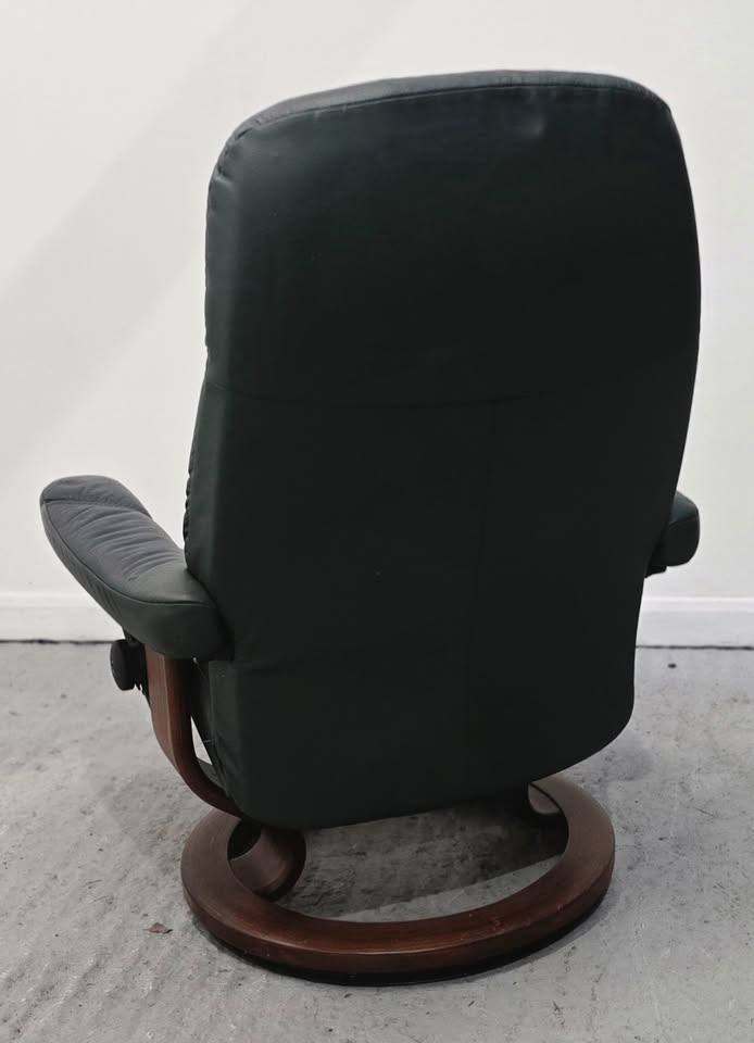 Ekornes Stressless Consul Small Leather Chair and Swing Table Green 1104244