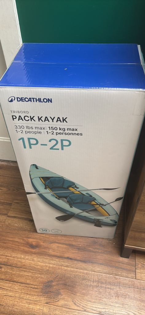 Brand new, unused 1-2 person inflatable kayak and 12v punp