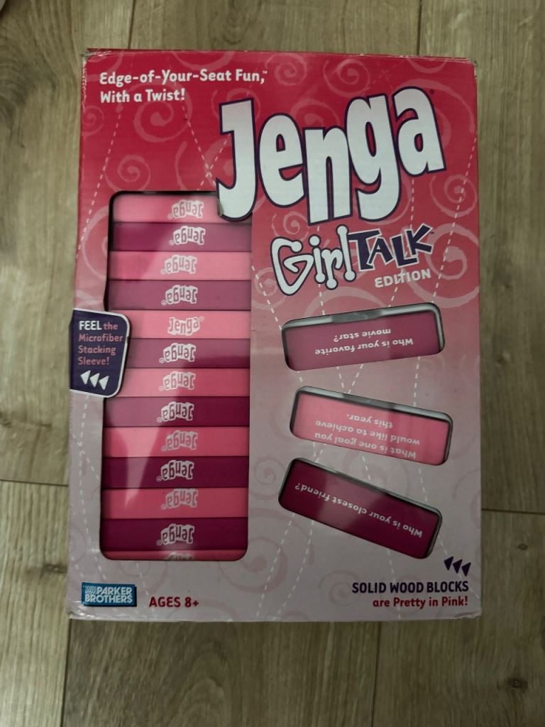 Jenga Girl Talk Edition Board Game – Good Condition