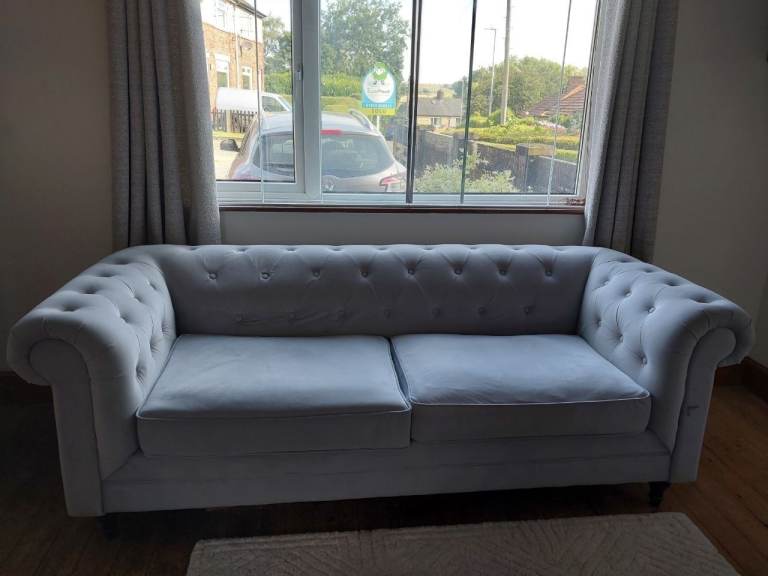 Two seater chesterfield sofa beautiful and comfortable, grey
