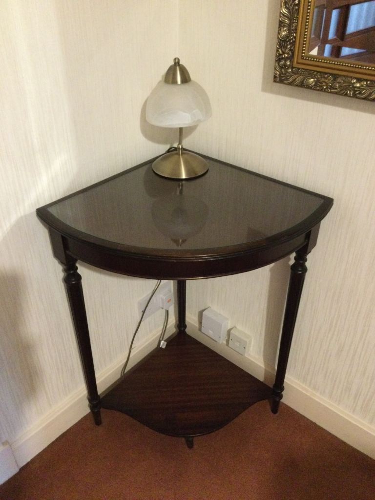 Corner telephone/lamp table