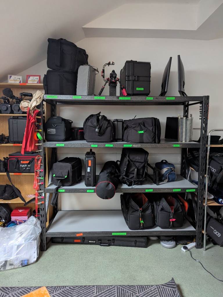 Large heavy duty industrial shelving boltless black