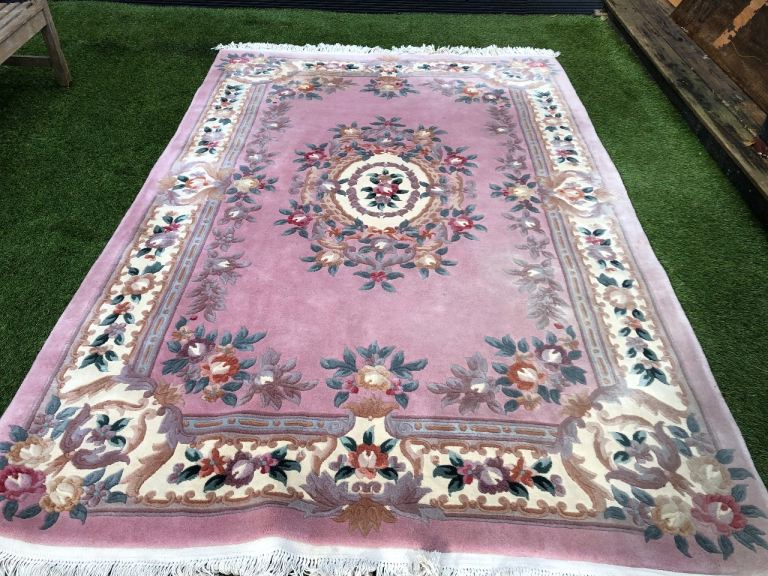 VINTAGE HANDMADE CHINESE STYLE WOOL RUG 273Cm x 182 Cm ,SPARE ROOM USE ONLY ,DELIVERY