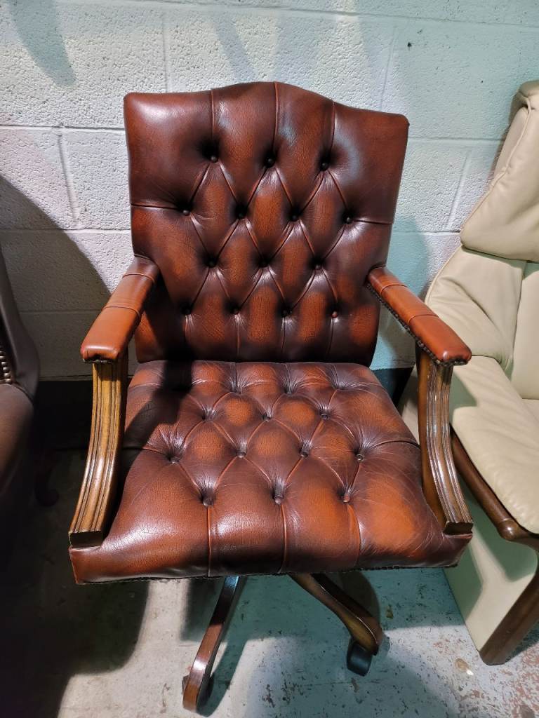 Oxblood leather chesterfield office chair
