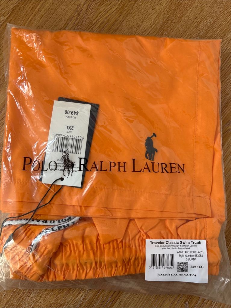Polo Ralph Lauren Traveler Classic Swim Shorts Orange Size 2XL BNWT