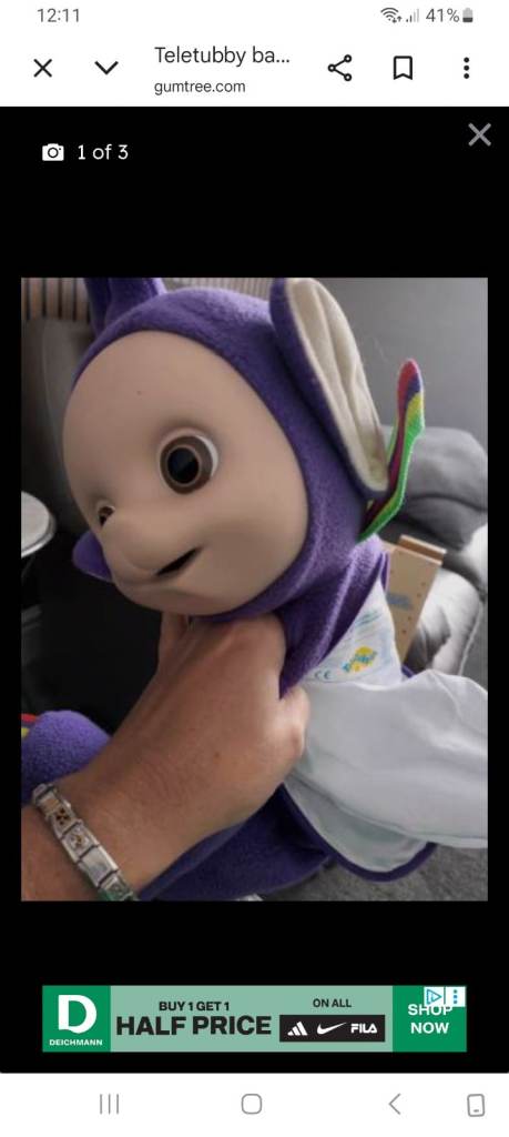 Teletubby Tinky Winky Soft Toy – Purple Plush, Good Condition