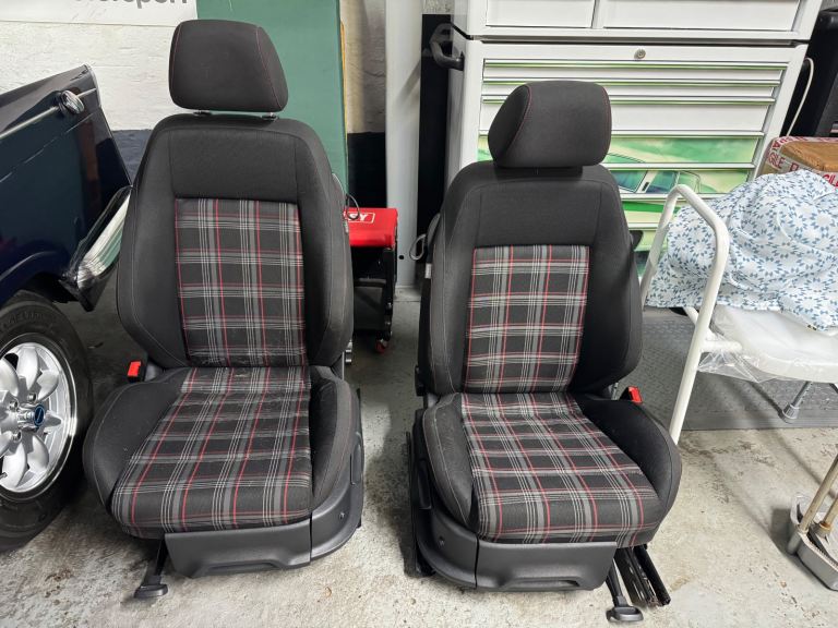 VW Polo GTI front seats pair with refurbished bolsters on both and heated seats retrofitted