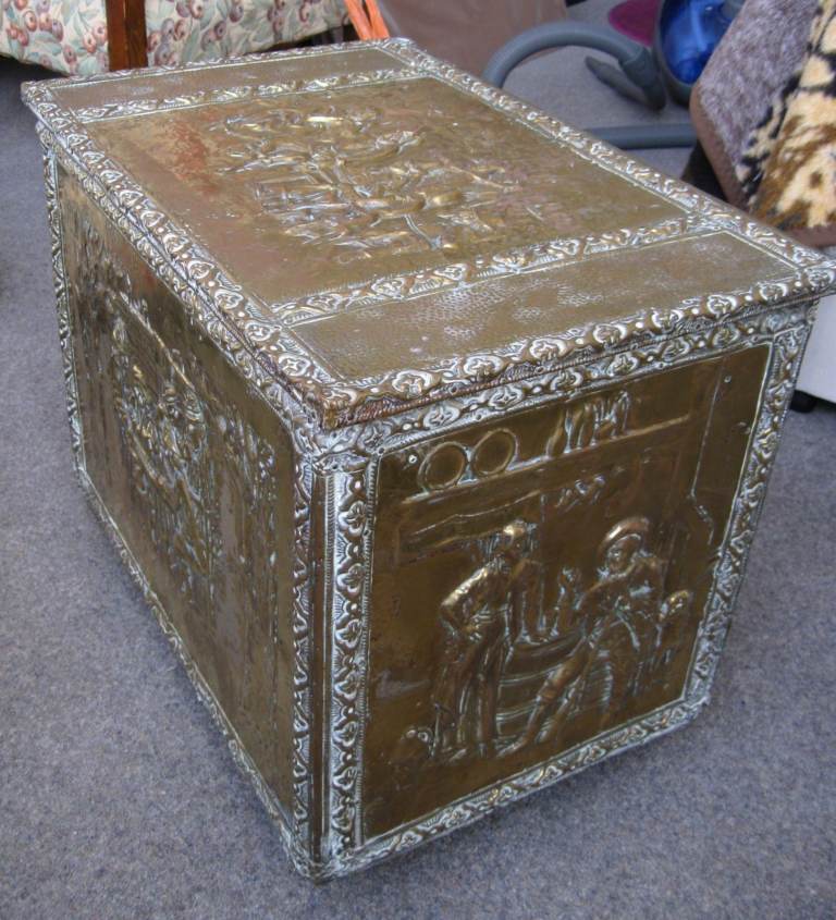 Brassed Tin Trunk for Christmas