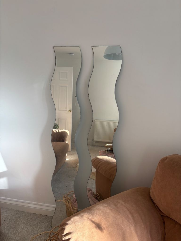 Pair of Wavy Full-Length Mirrors – Good Condition