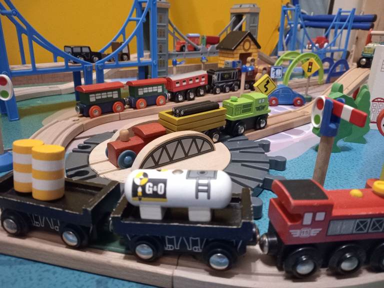 Massive Brio wooden train set collection plus track play table