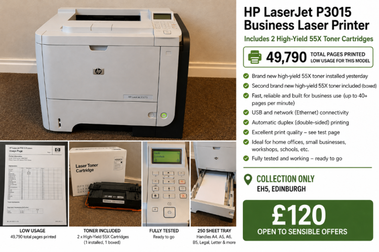 HP LaserJet P3015 Business Laser Printer with 2 Toners