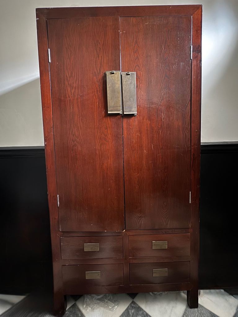 Solid Wood Double Wardrobe with Drawers