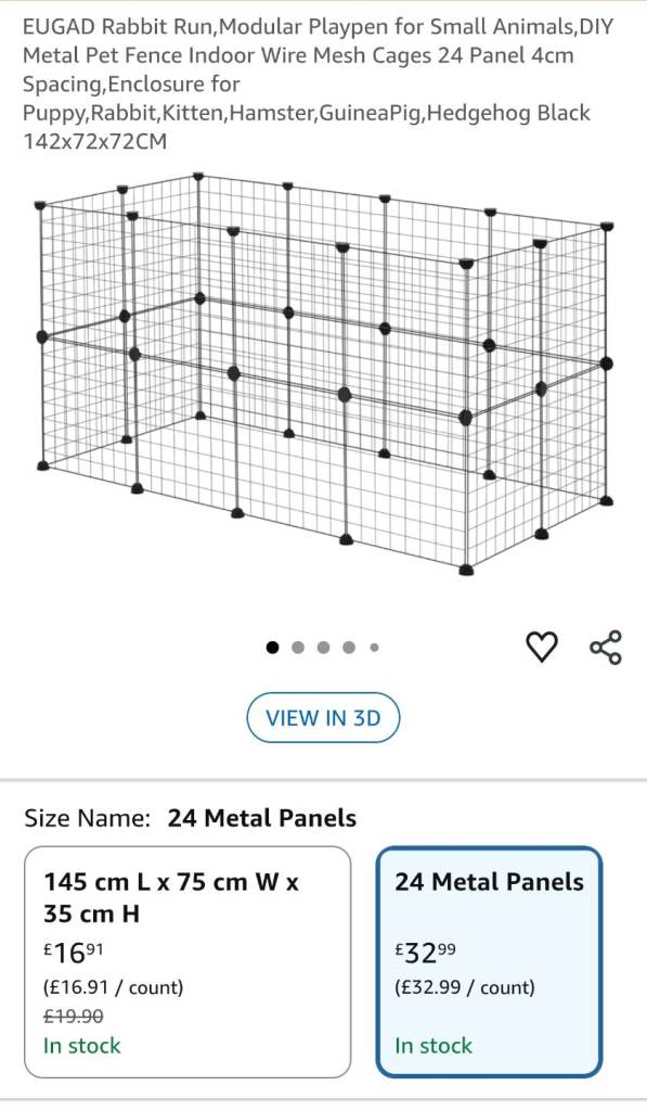 DIY Modular Pet Mesh Cage (24 Panels) - Rabbits/Kittens - L14