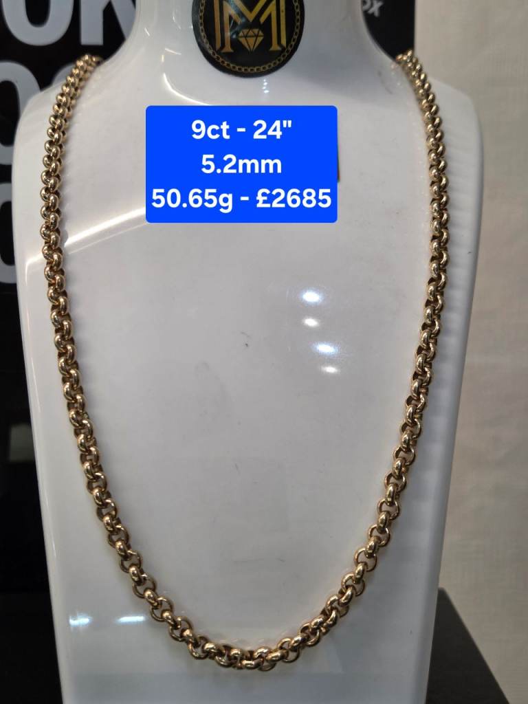 🔥 9ct Gold Chains - curb belcher box rope