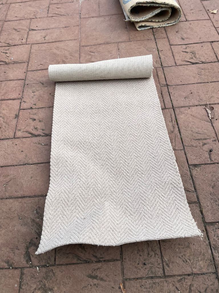 Cream Wool Herringbone Carpet – New, unused