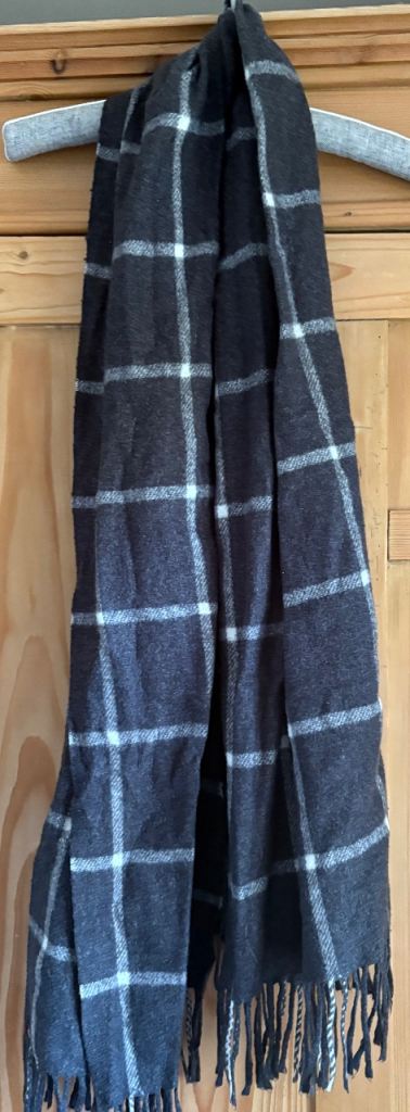 Grey And White Accessories Checked Scarf 