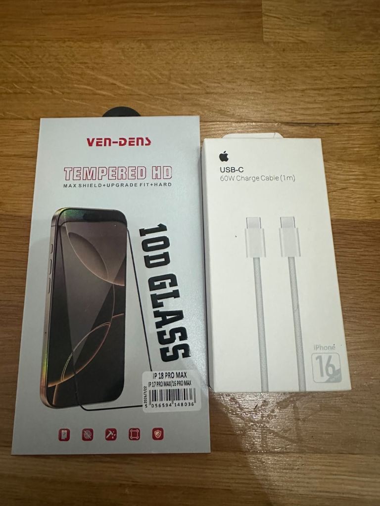 Type C charger + IPhone 17-18 Pro Max Screen protector 