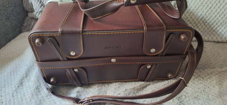 Large Vintage Leather Camera Box Multi Compartments