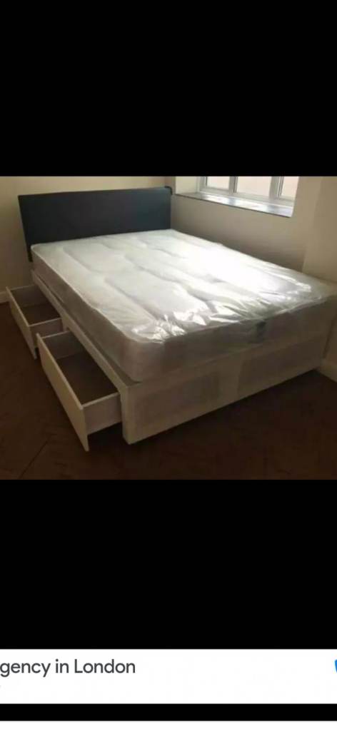 New Divan Double Bed with two Drawers and Headboard