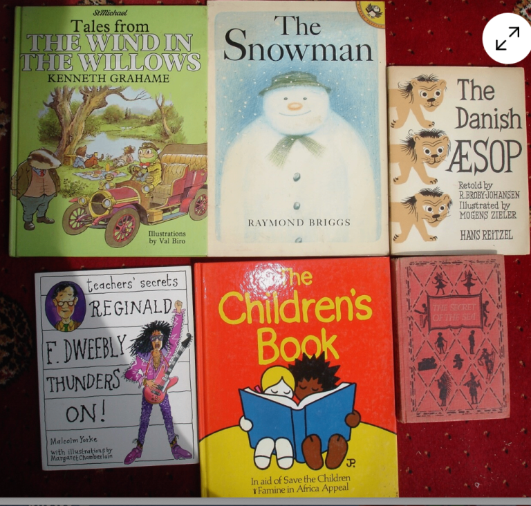 £2 for 6 kids books Wind in the willows Snowman Danish Aesop Secret of the sea etc