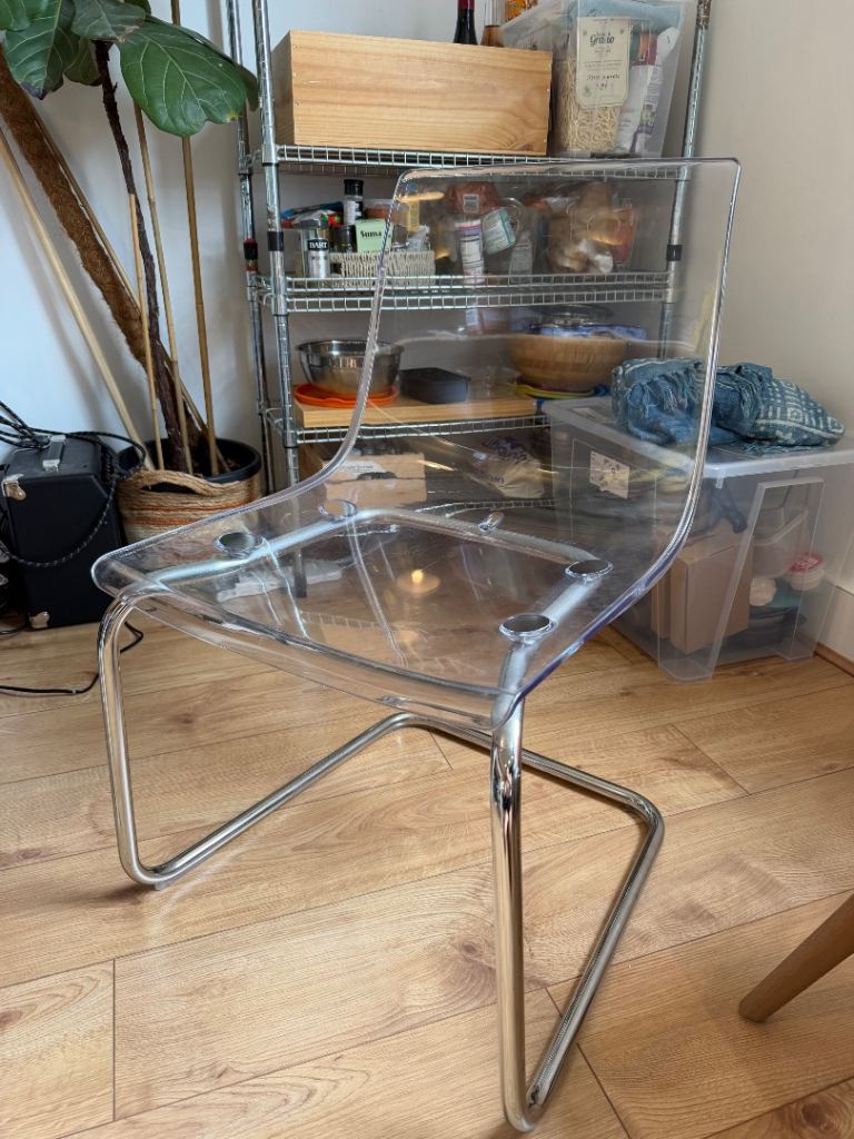 IKEA Tobias Clear Plastic Chairs with Chrome Frame