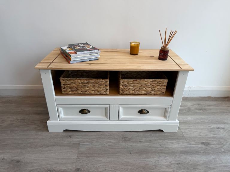 Refurbished Solid Pine Farmhouse Coffee Table / TV Unit