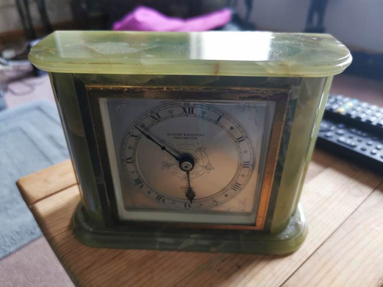 Vintage Green Onyx Mantel Clock