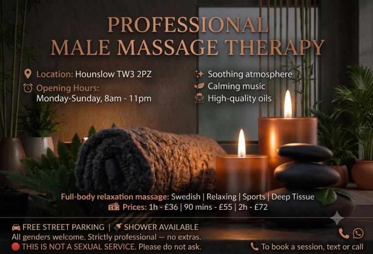 Professional male massage therapist in Hounslow for £36/1h