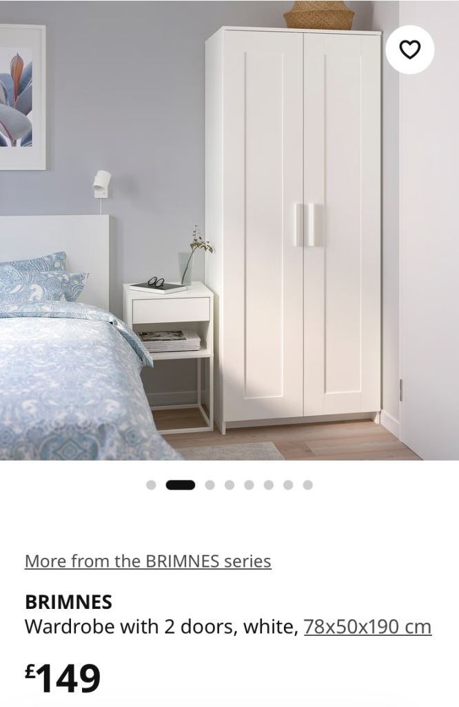 Ikea Brimnes 2 door Wardrobe 