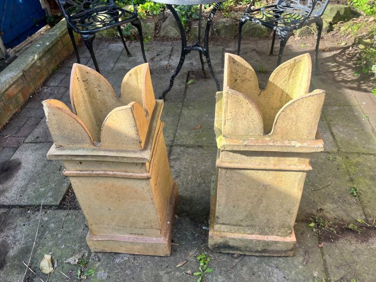 Pair of reclaimed chimney pots