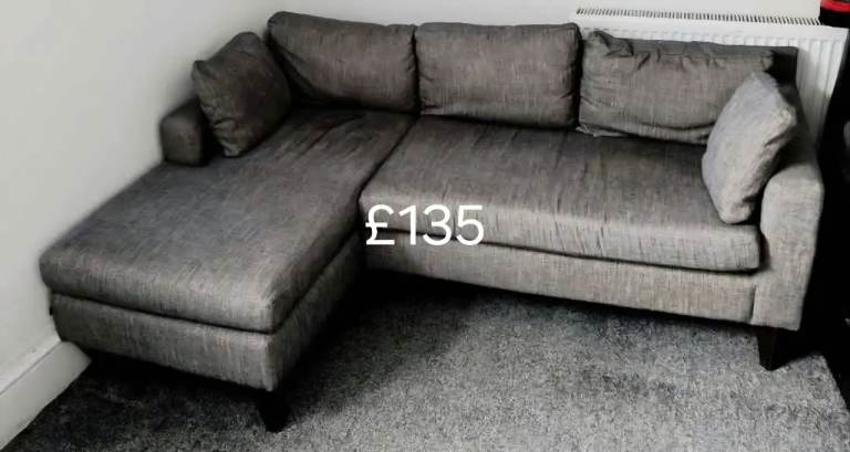 Grey fabric chaise sofa from Next - local delivery available 