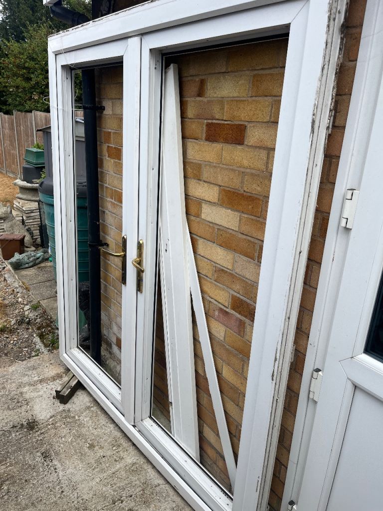 White UPVC French Doors with Keys – Fair Condition