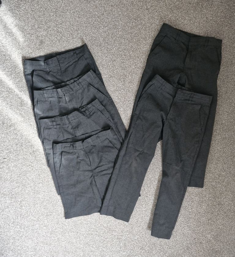 Kids Grey School Trousers Age 6-7 - Bundle of 5, Good Condition