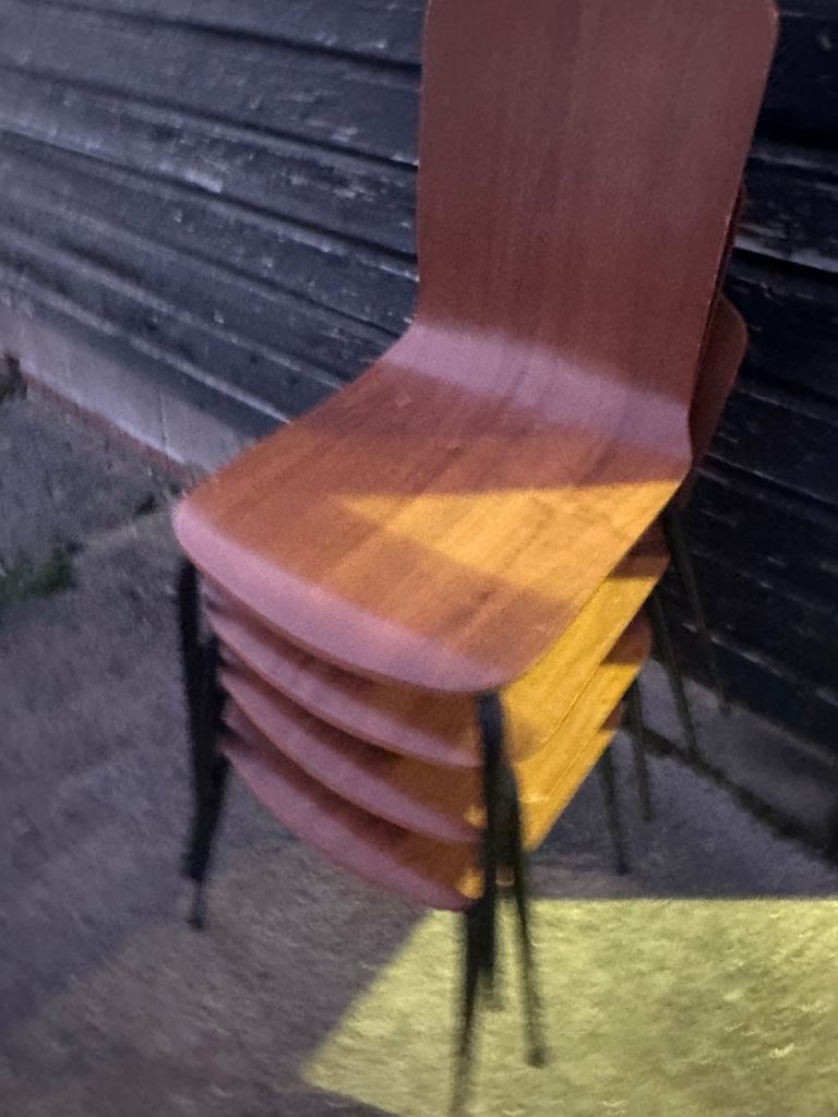 Vintage retro mid century modern MCM stacking kitchen dining chairs x 2 4