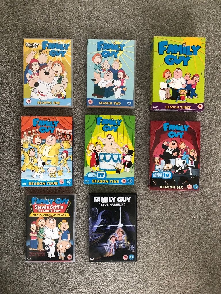 Family Guy Seasons 1-6 And The Stewie Griffin Untold Story And Blue Harvest On Dvd For Sale.