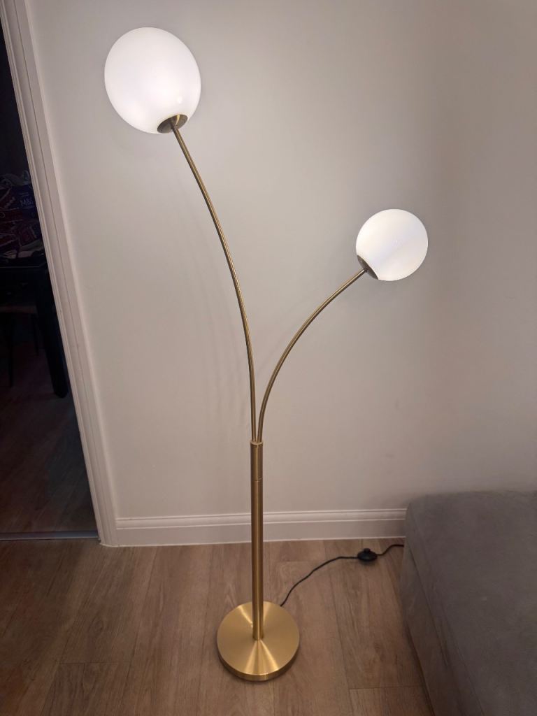Double Floor Lamp with Gold Frame