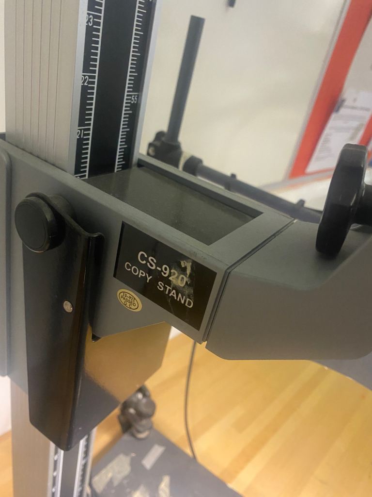 Camera copy stand with lights