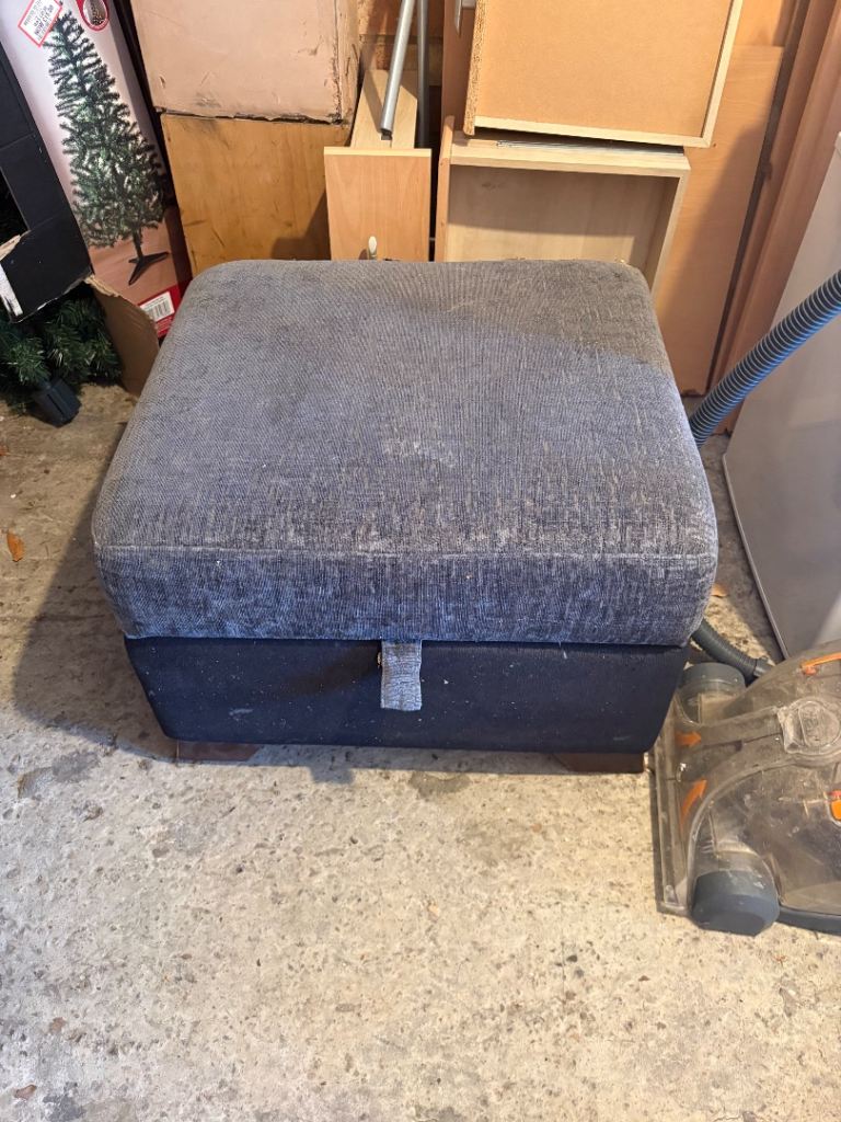 Grey Fabric Storage Ottoman / Footstool – Good Condition