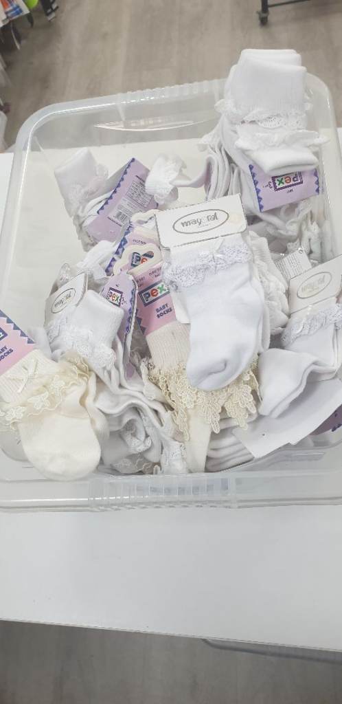 Fancy baby socks full box, upto 6 months in £27.
