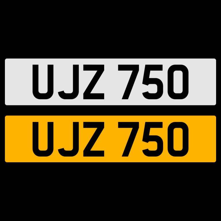 UJZ 750  NUMBER PLATE REGISTRATION NUMBERPLATE CHERISHED DATELESS NORTHERN IRISH NI