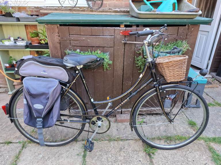  Bike , black with Basket and Panniers – Good Condition