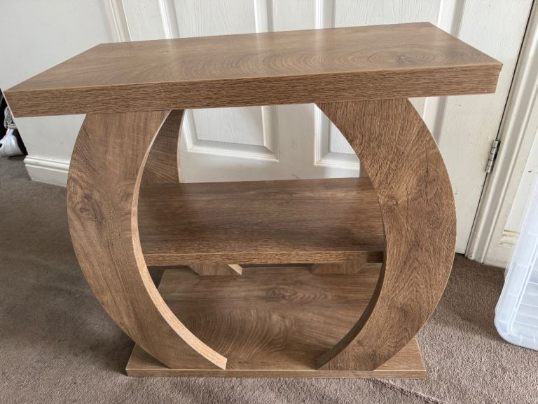 Wooden Side Table with Curved Design – brand new